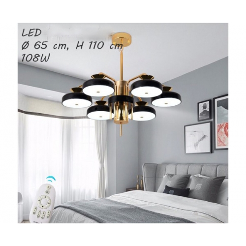 Lampa wisząca LED z pilotem czarno-złota 65cm L054
